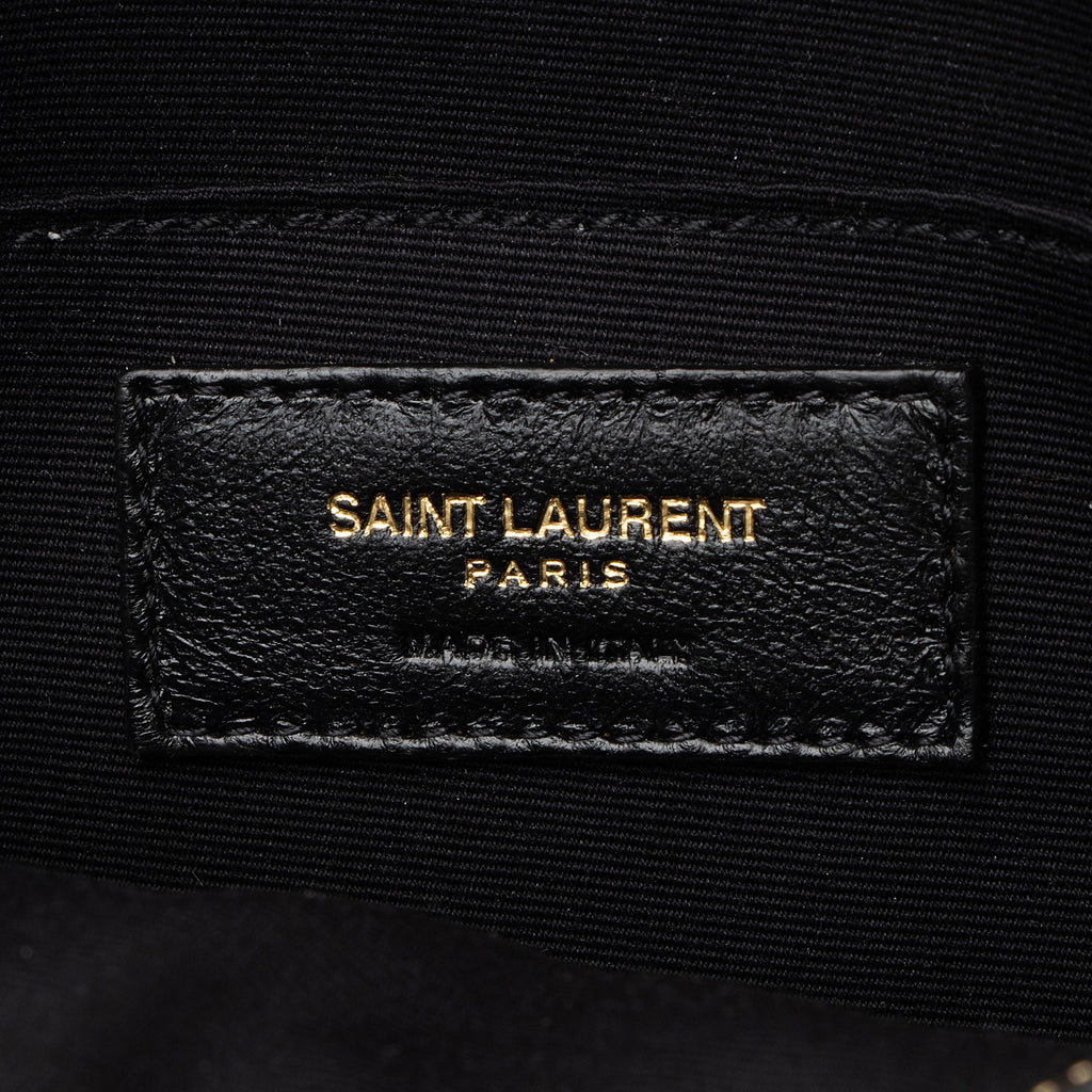 Saint Laurent Matelasse Calfskin Monogram Vinyle Round Camera Bag (SHF-uS4MX2)