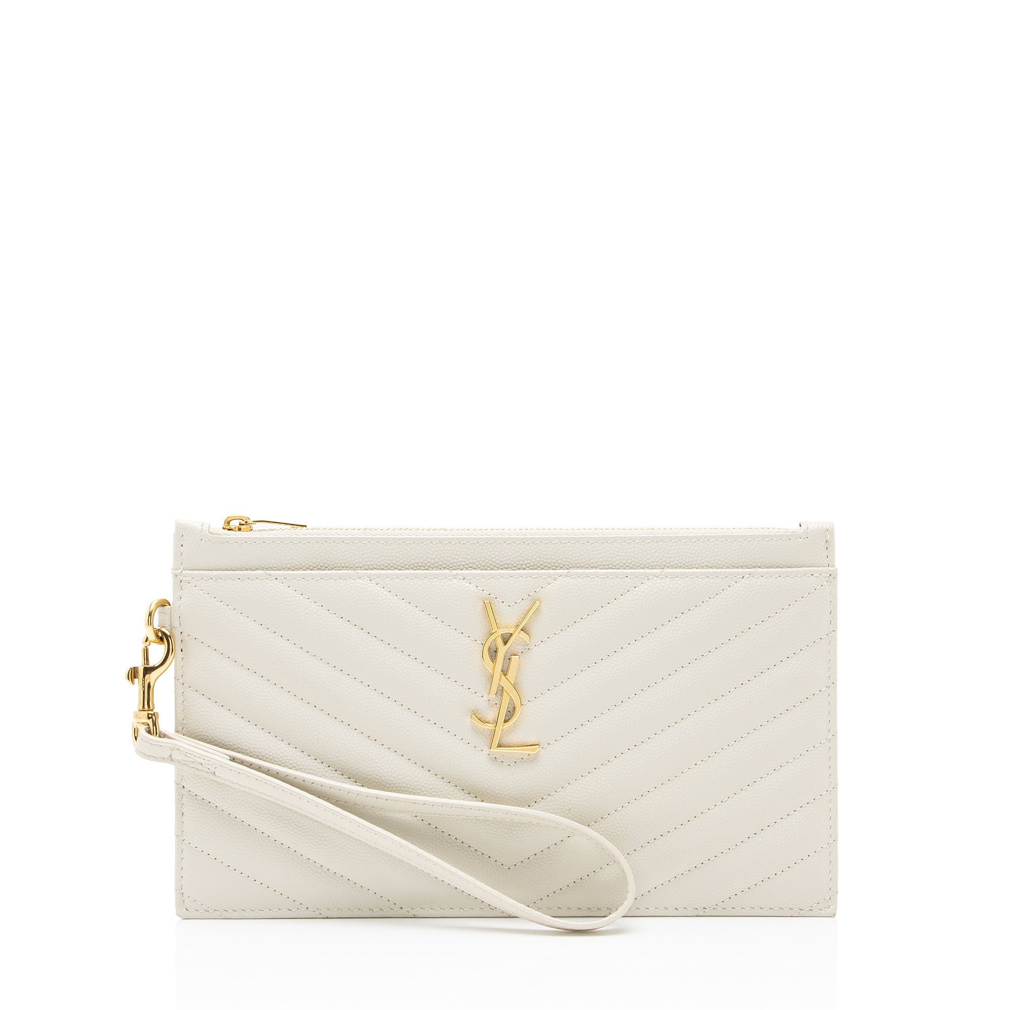 Saint Laurent Matelasse Grain de Poudre Monogram Cassandra Large Bill Pouch