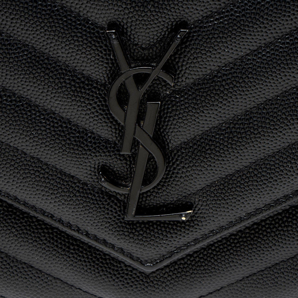 Saint Laurent Matelasse Grain de Poudre Monogram Chain Wallet - FINAL SALE