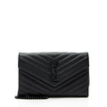 Saint Laurent Matelasse Grain de Poudre Monogram Chain Wallet - FINAL SALE