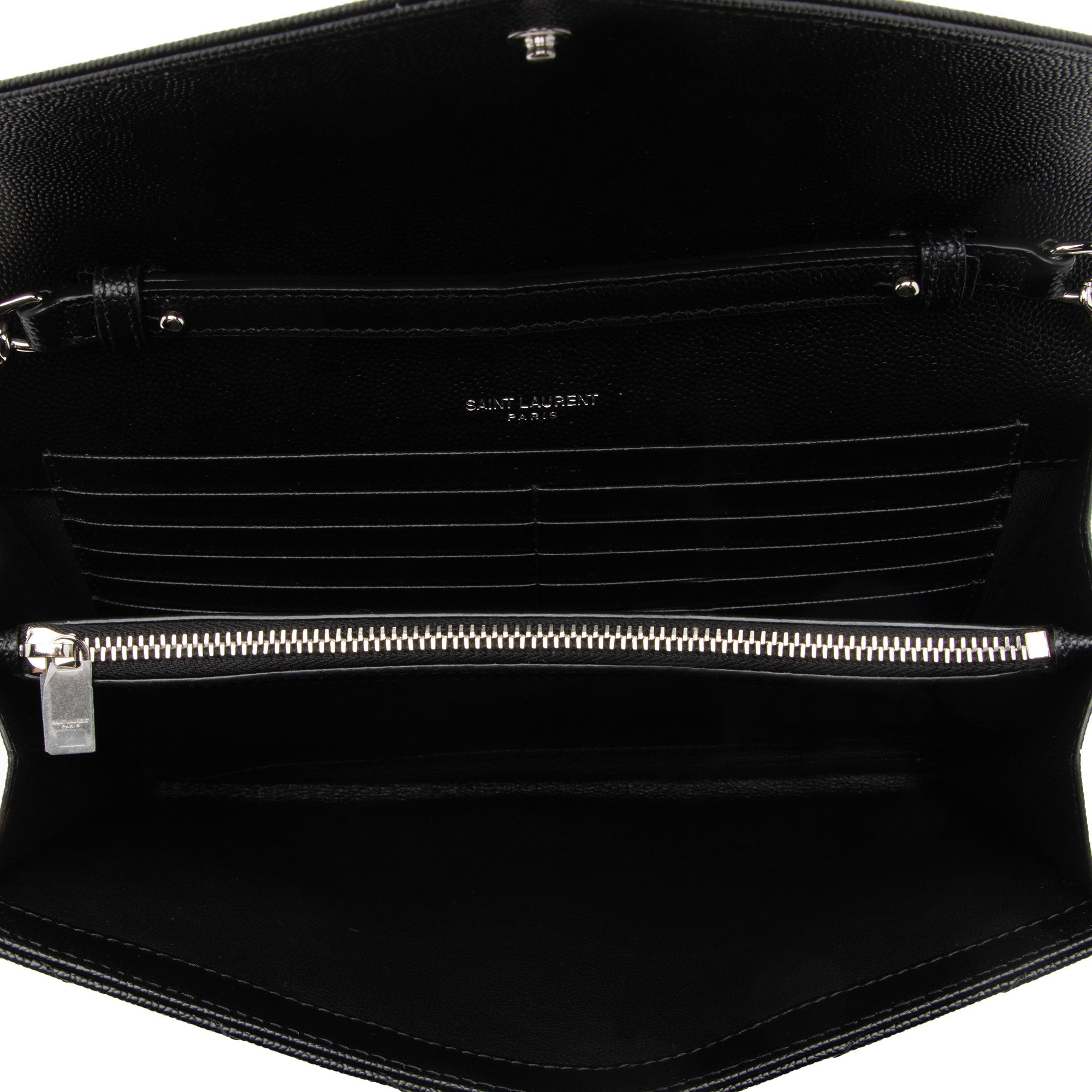 Saint Laurent Matelasse Grain de Poudre Monogram Chain Wallet