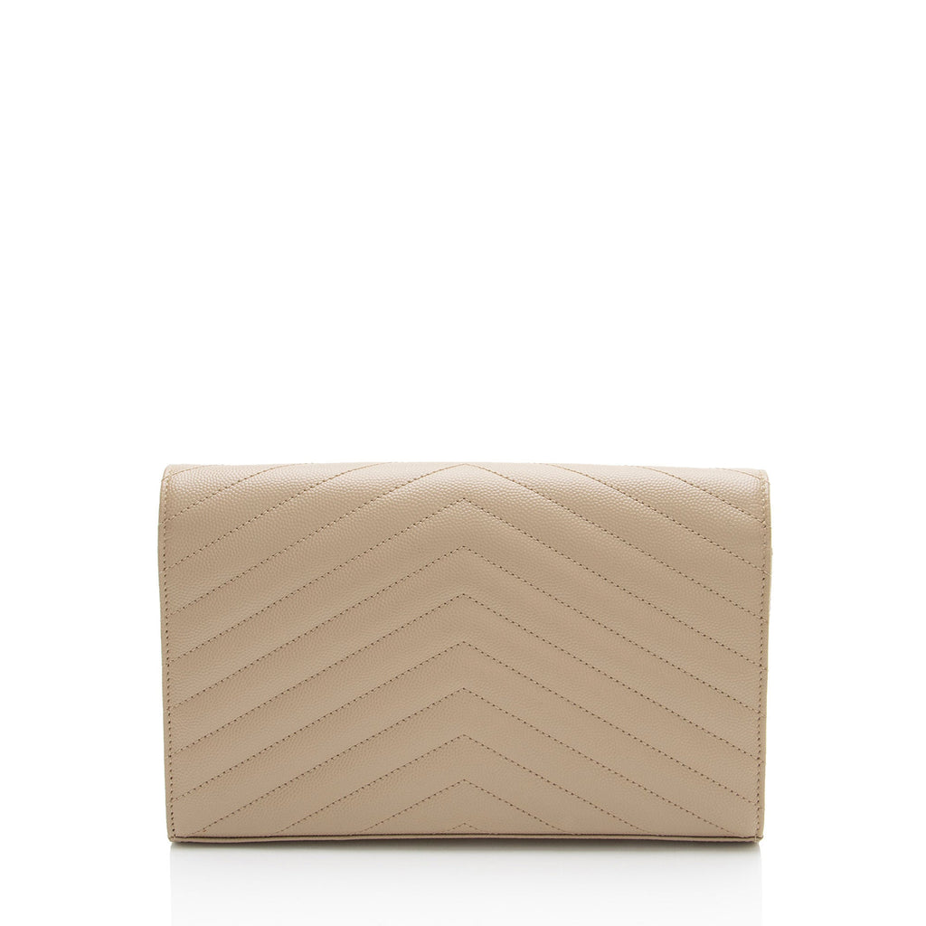 Saint Laurent Matelasse Grain de Poudre Monogram Chain Wallet