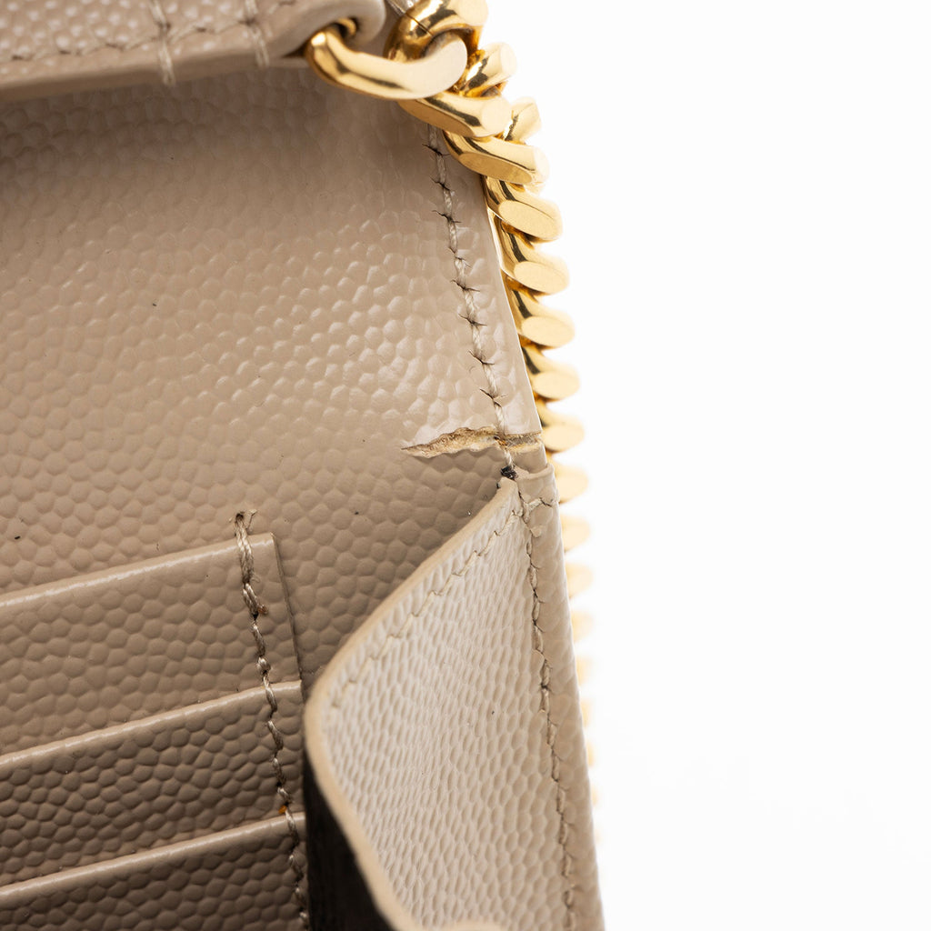 Saint Laurent Matelasse Grain de Poudre Monogram Chain Wallet