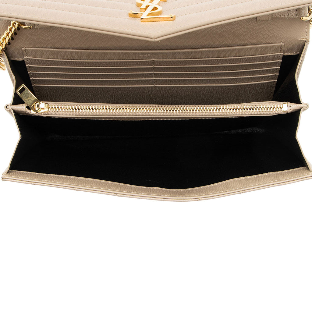 Saint Laurent Matelasse Grain de Poudre Monogram Chain Wallet