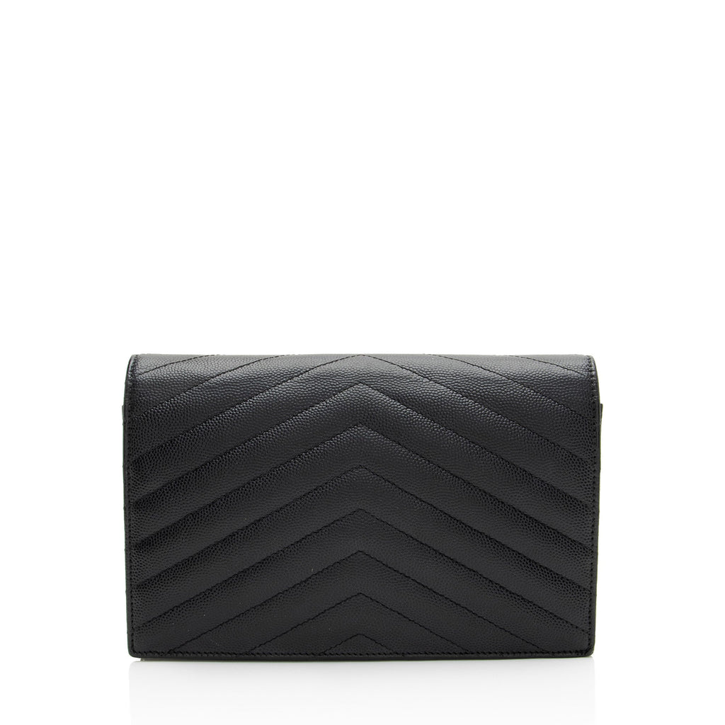 Saint Laurent Matelasse Grain de Poudre Monogram Envelope Chain Wallet - FINAL SALE