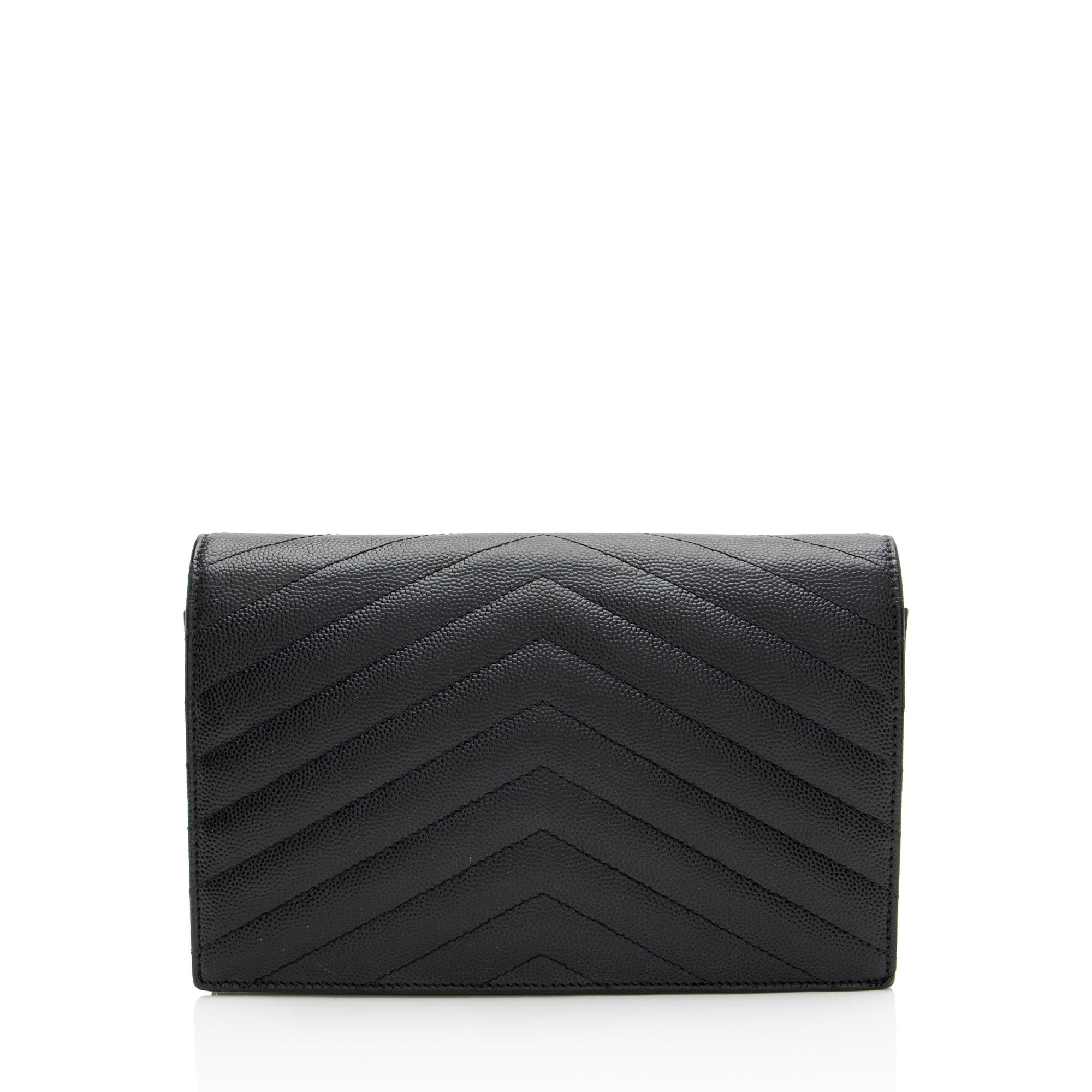 Saint Laurent Matelasse Grain de Poudre Monogram Envelope Chain Wallet - FINAL SALE
