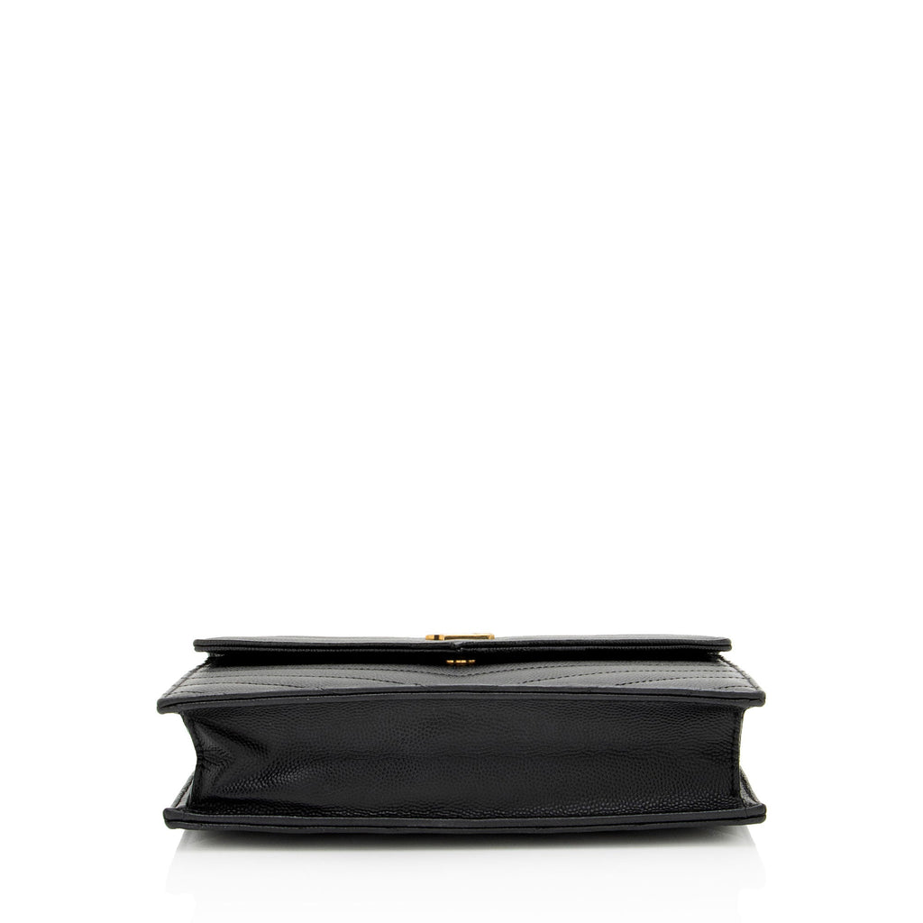 Saint Laurent Matelasse Grain de Poudre Monogram Envelope Chain Wallet - FINAL SALE