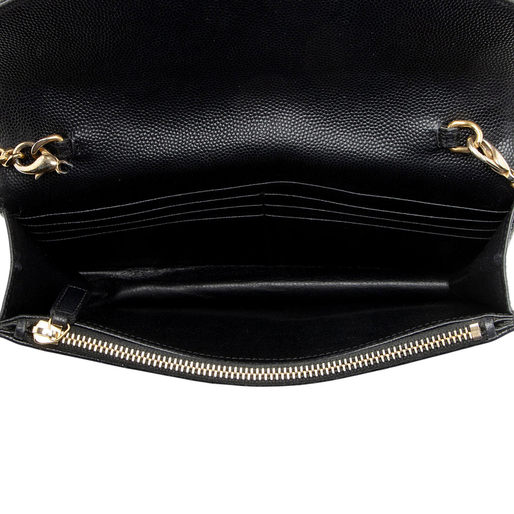 Saint Laurent Matelasse Grain de Poudre Monogram Envelope Chain Wallet - FINAL SALE