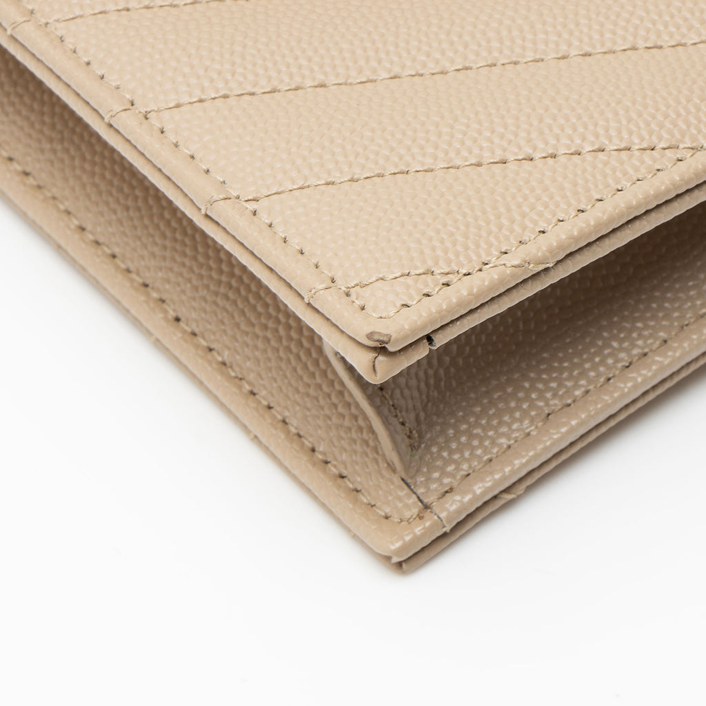 Saint Laurent Matelasse Grain de Poudre Monogram Envelope Chain Wallet