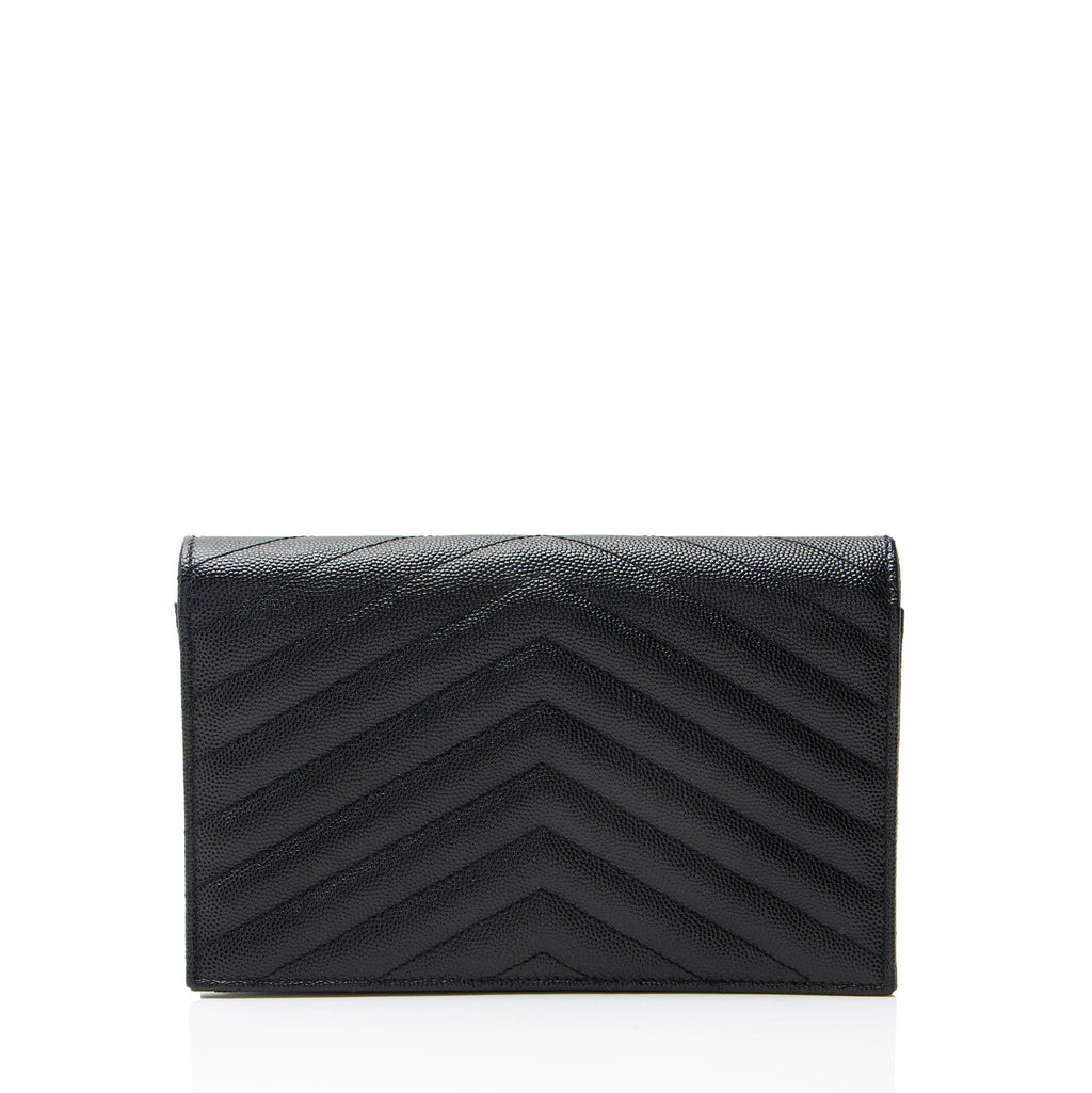 Saint Laurent Matelasse Grain de Poudre Monogram Envelope Chain Wallet
