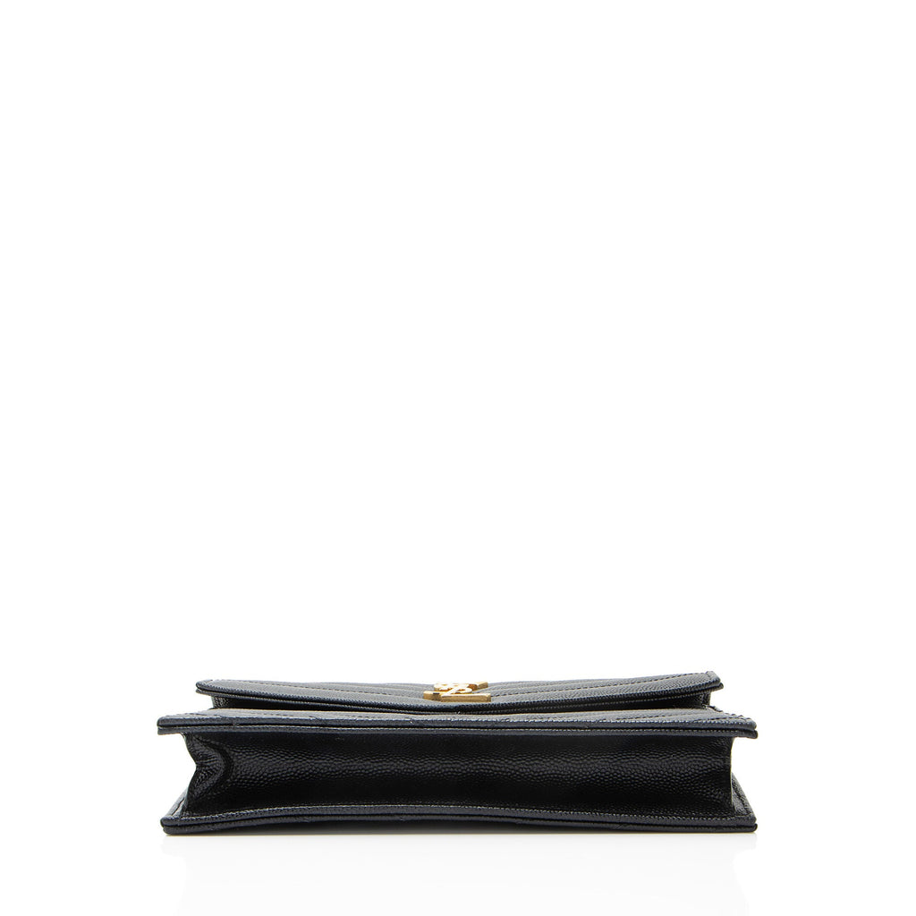 Saint Laurent Matelasse Grain de Poudre Monogram Envelope Chain Wallet