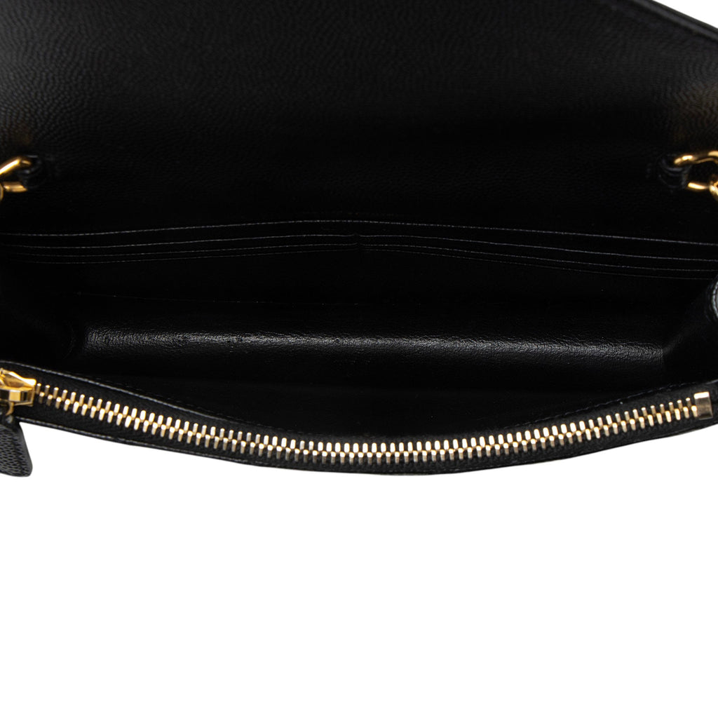Saint Laurent Matelasse Grain de Poudre Monogram Envelope Chain Wallet