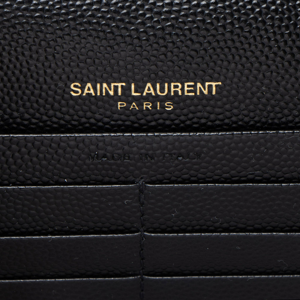 Saint Laurent Matelasse Grain de Poudre Monogram Envelope Chain Wallet