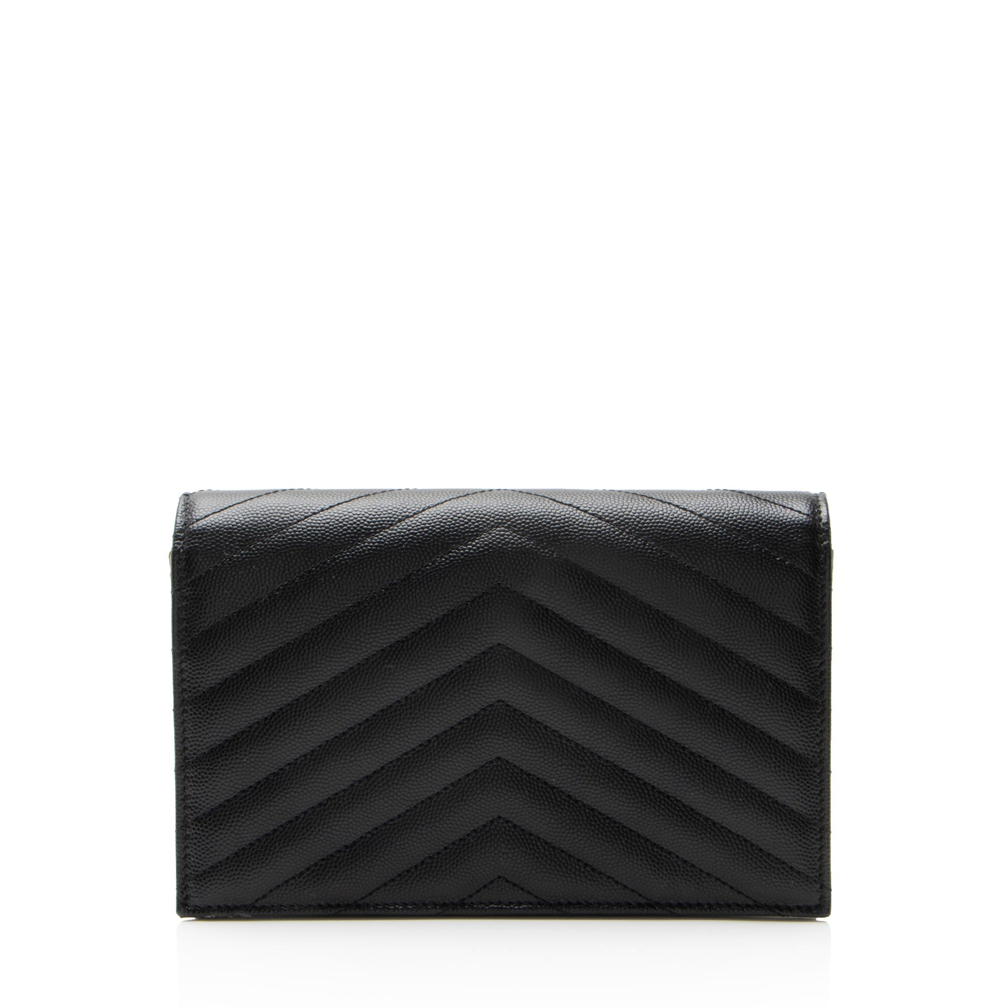 Saint Laurent Matelasse Grain de Poudre Monogram Envelope Chain Wallet