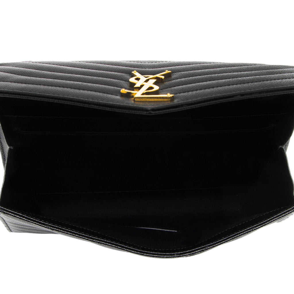 Saint Laurent Matelasse Grain de Poudre Monogram Envelope Pouch