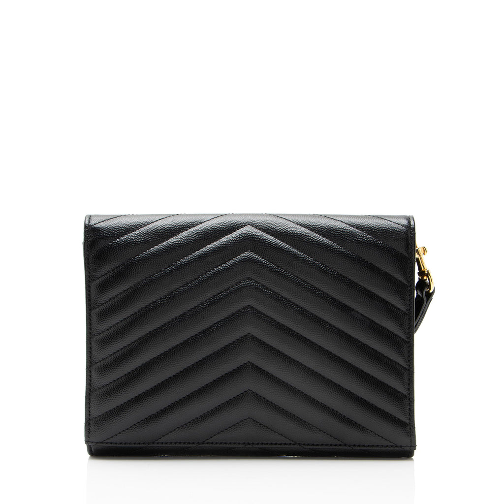 Saint Laurent Matelasse Grain de Poudre Monogram Envelope Pouch