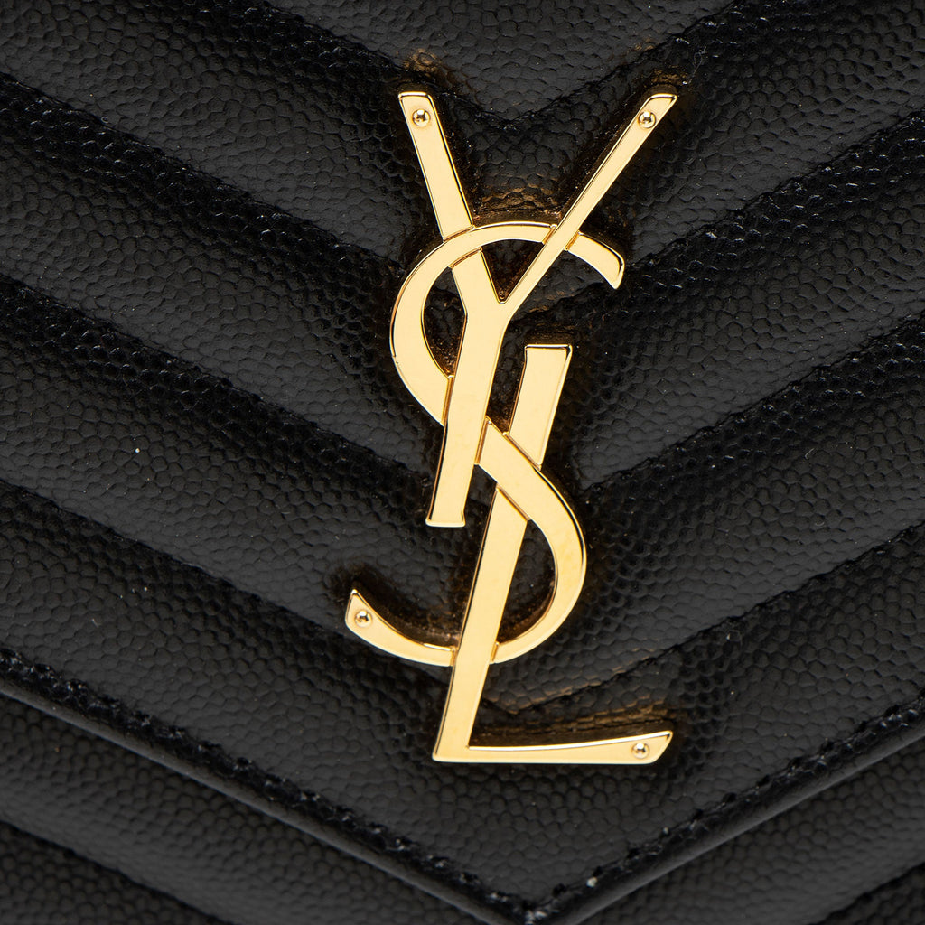 Saint Laurent Matelasse Grain de Poudre Monogram Envelope Pouch