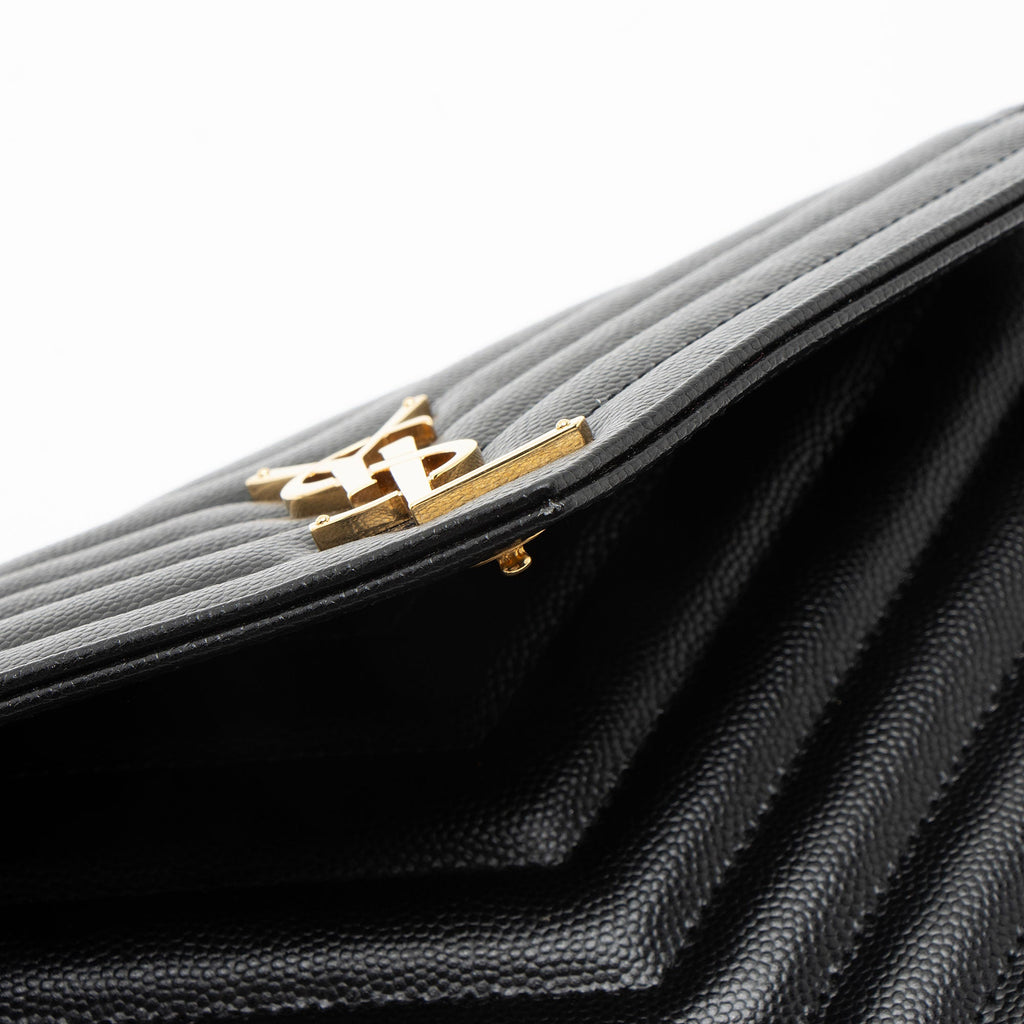 Saint Laurent Matelasse Grain de Poudre Monogram Envelope Pouch