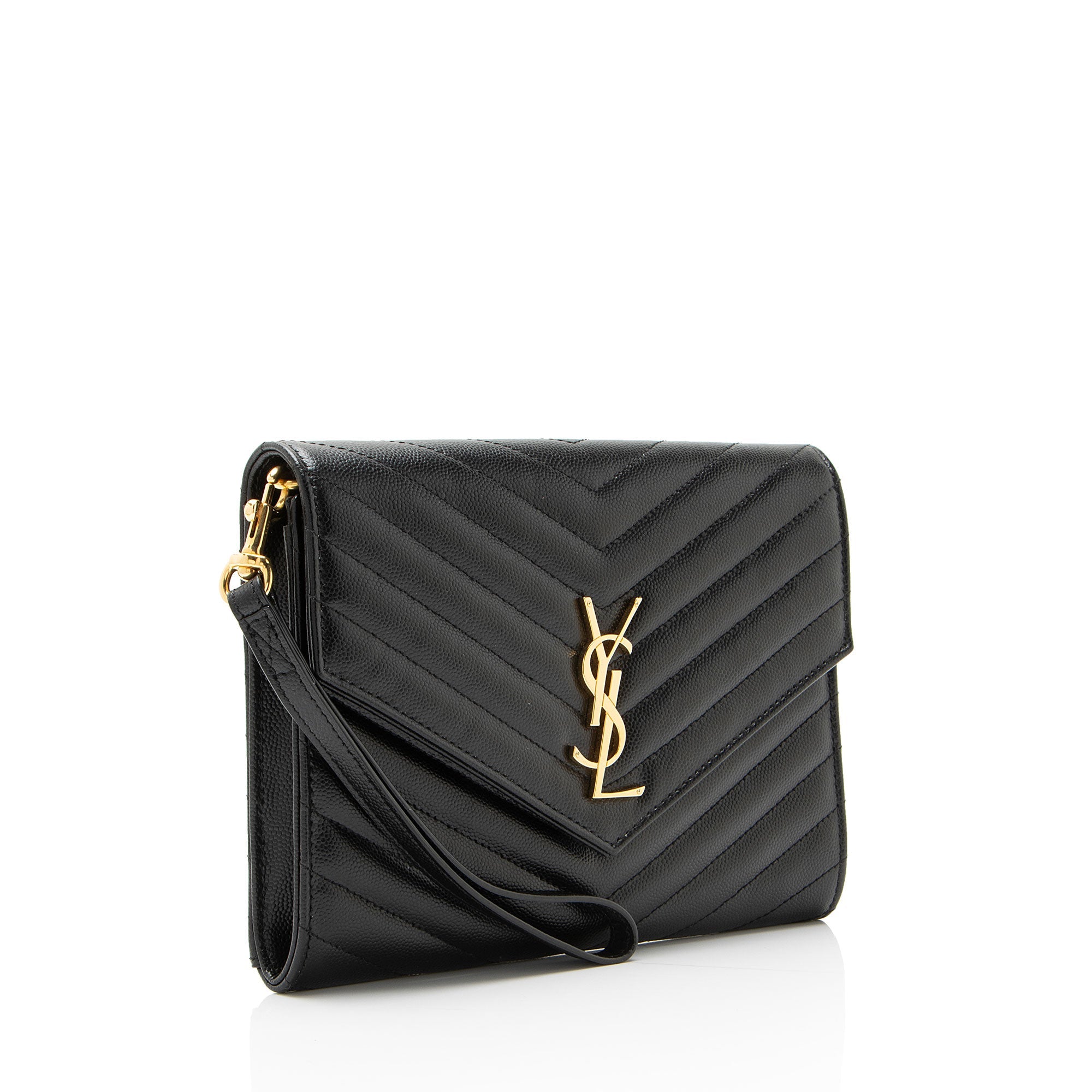Saint Laurent Matelasse Grain de Poudre Monogram Envelope Pouch