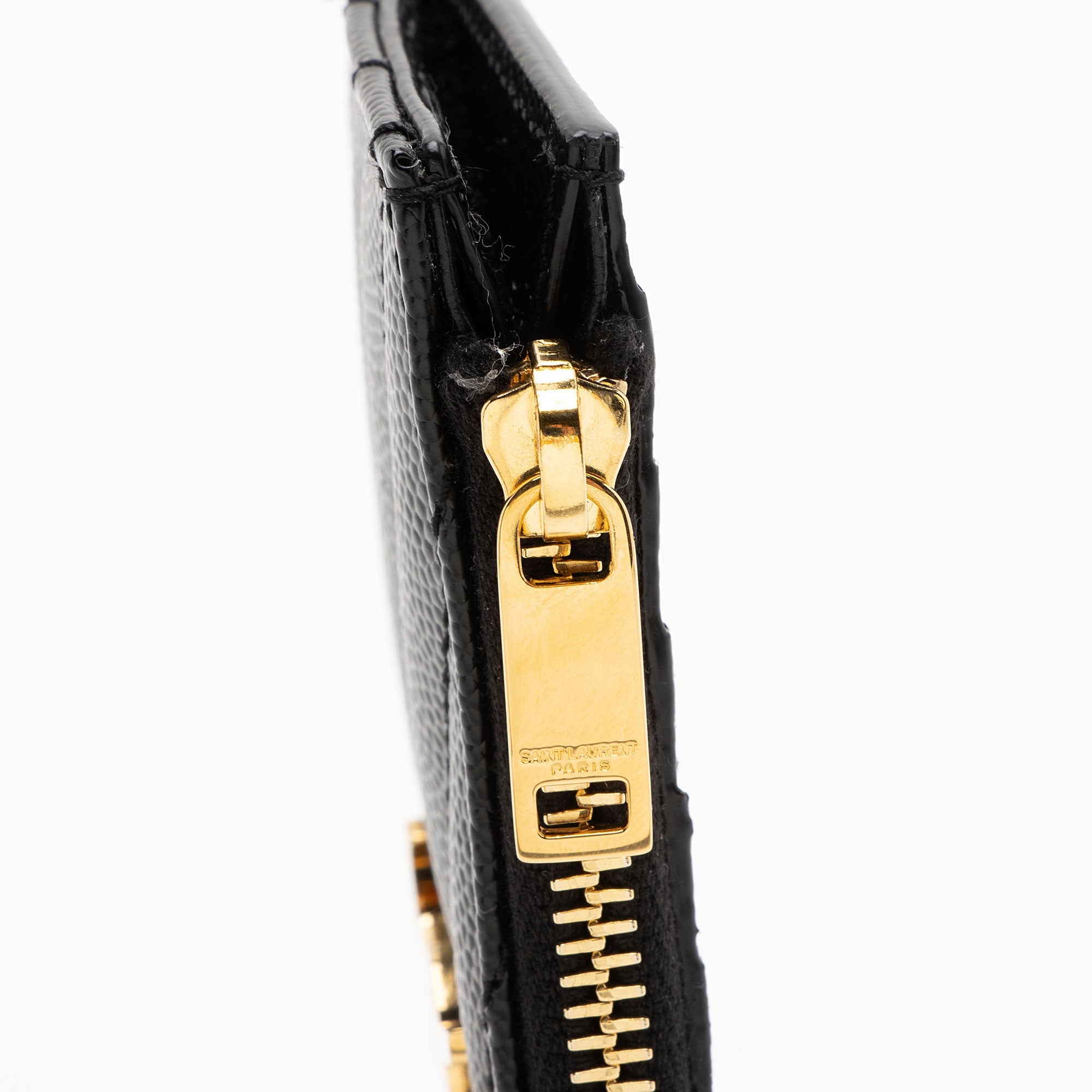 Saint Laurent Matelasse Grain de Poudre Monogram Fragments Zipper Card Case