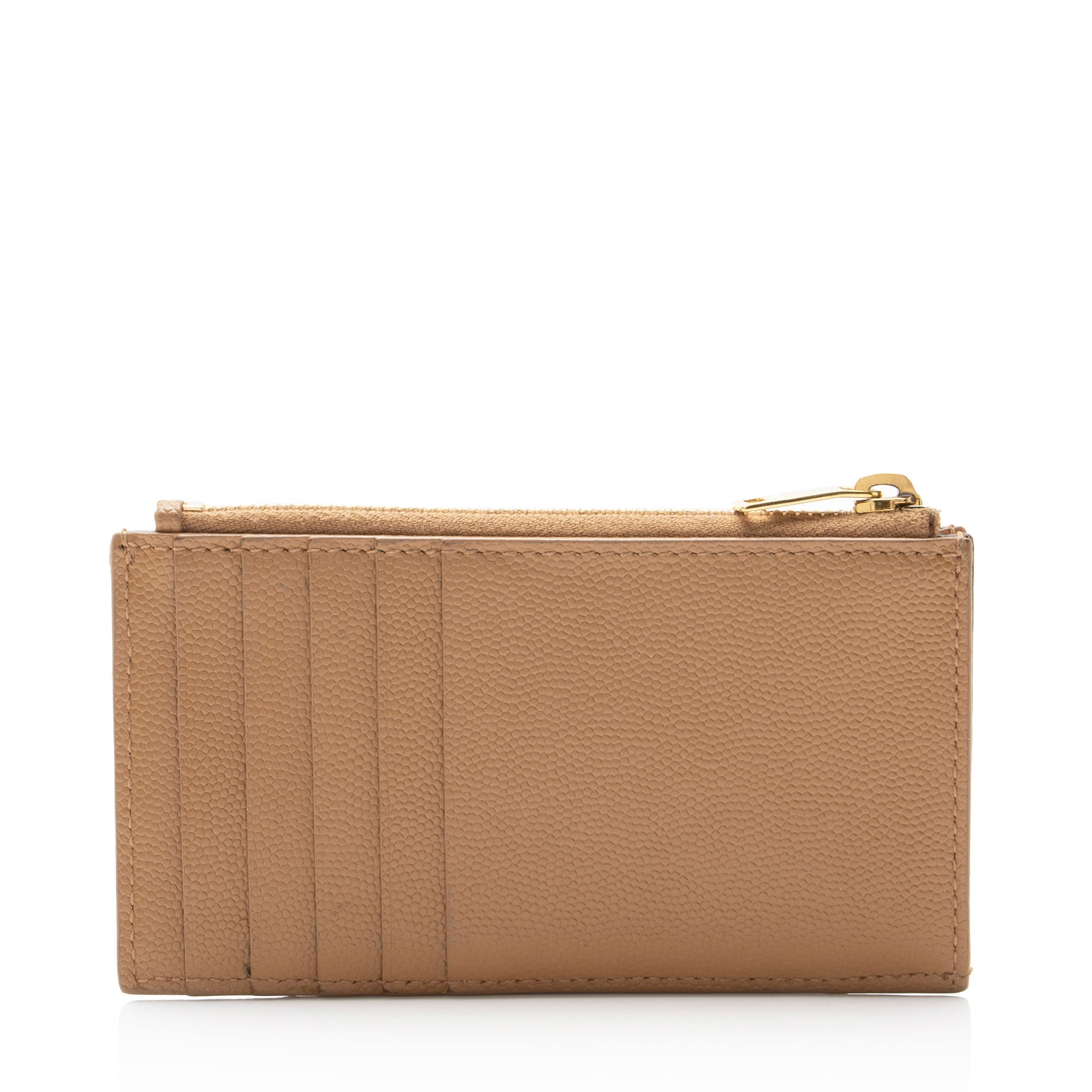 Saint Laurent Matelasse Grain de Poudre Monogram Fragments Zipper Card Case