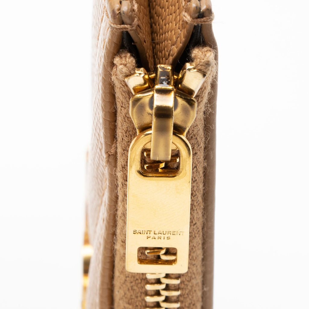 Saint Laurent Matelasse Grain de Poudre Monogram Fragments Zipper Card Case