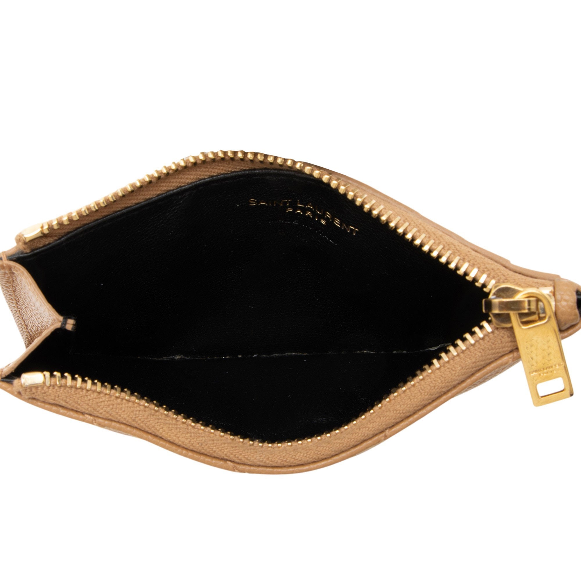 Saint Laurent Matelasse Grain de Poudre Monogram Fragments Zipper Card Case