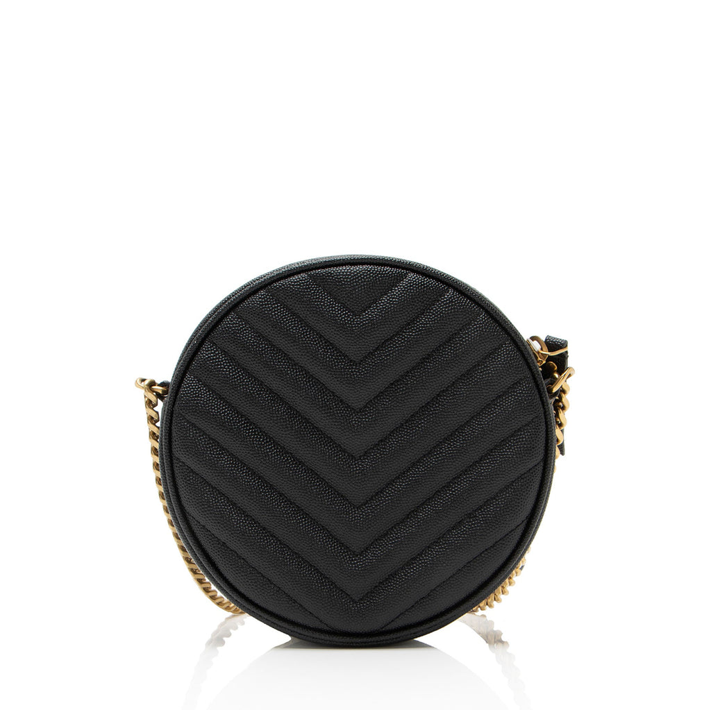 Saint Laurent Matelasse Grain de Poudre Monogram Vinyle Round Camera Bag