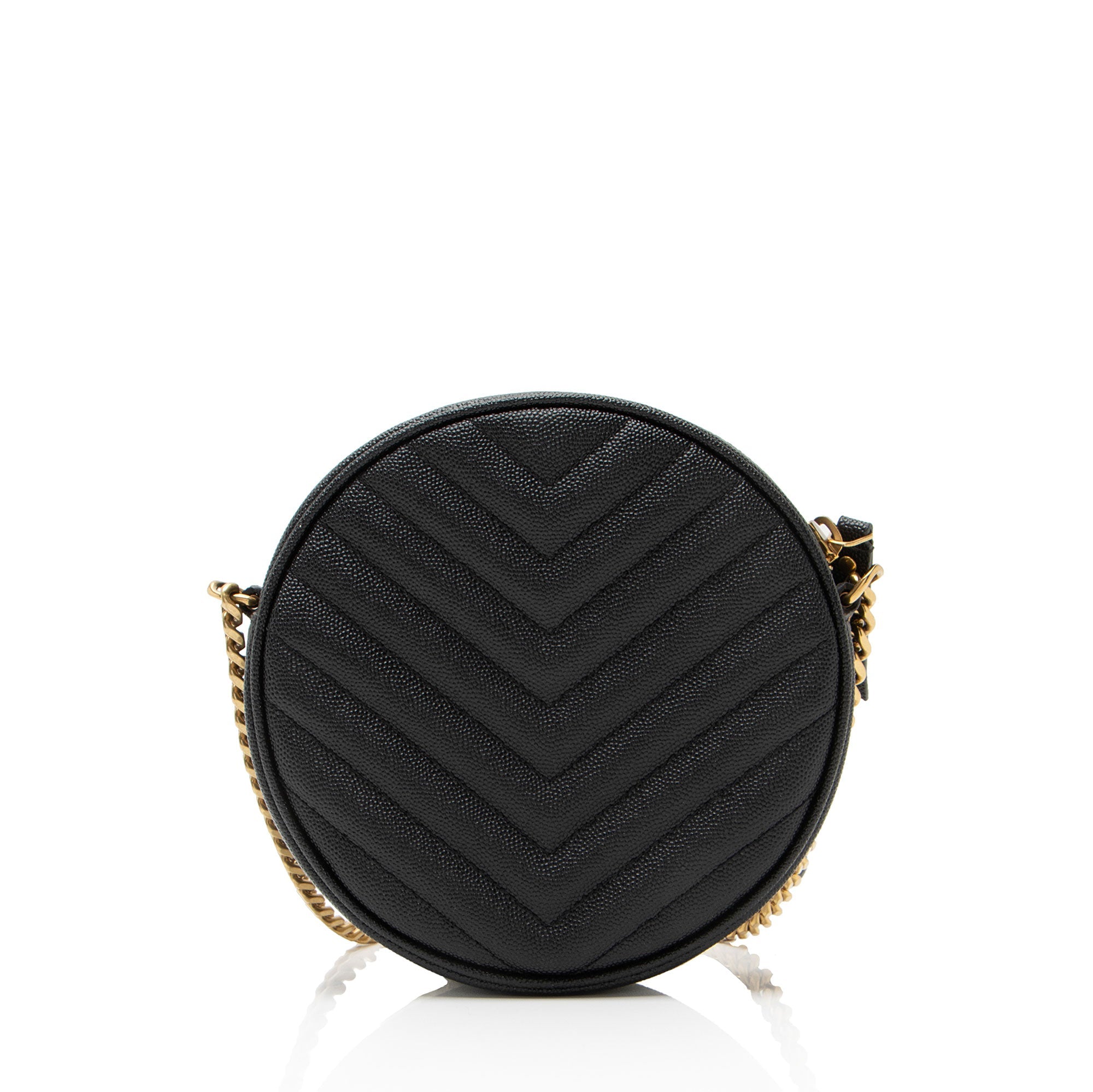 Saint Laurent Matelasse Grain de Poudre Monogram Vinyle Round Camera Bag