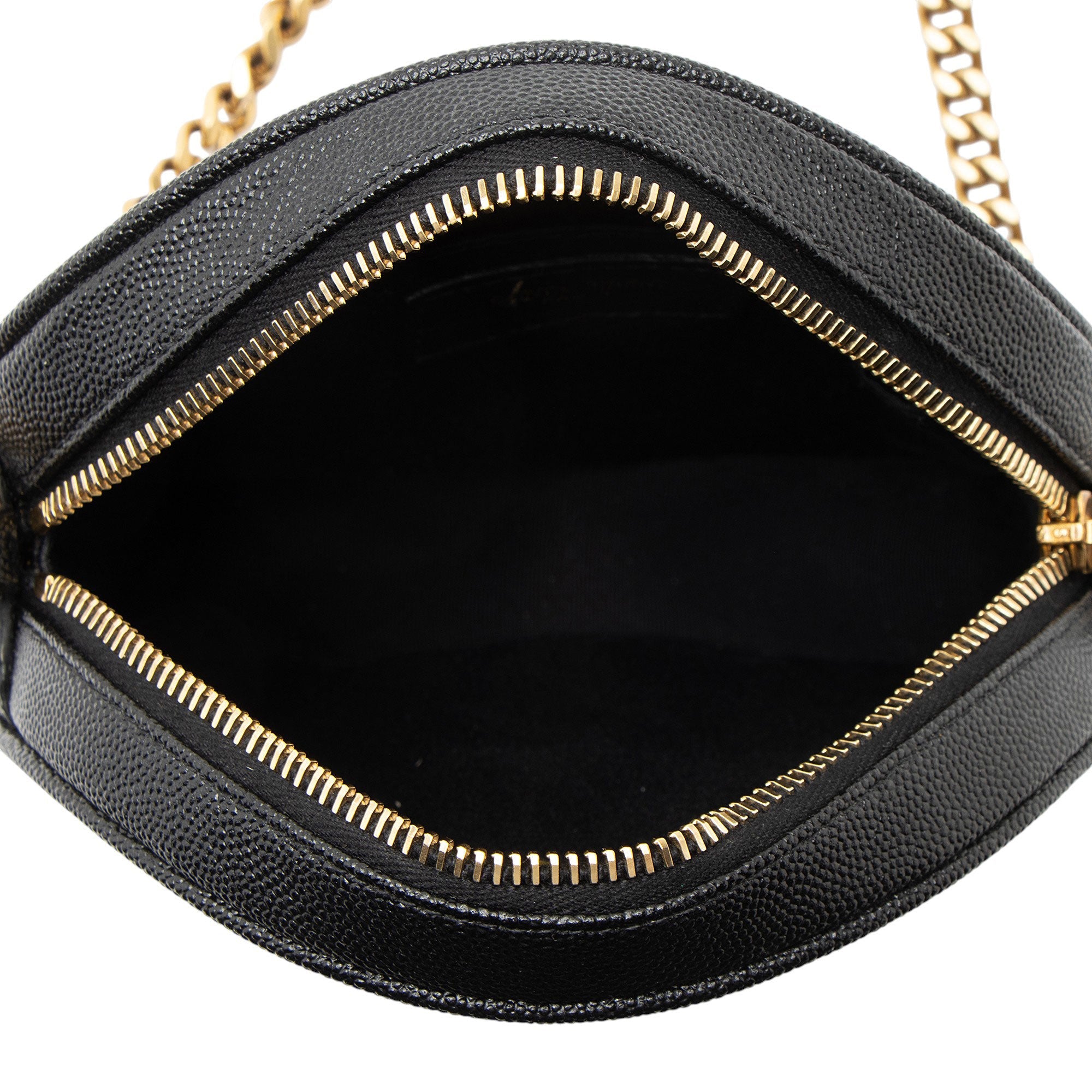 Saint Laurent Matelasse Grain de Poudre Monogram Vinyle Round Camera Bag