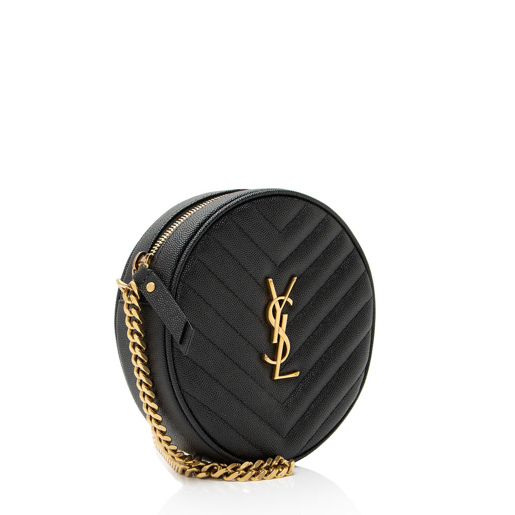 Saint Laurent Matelasse Grain de Poudre Monogram Vinyle Round Camera Bag