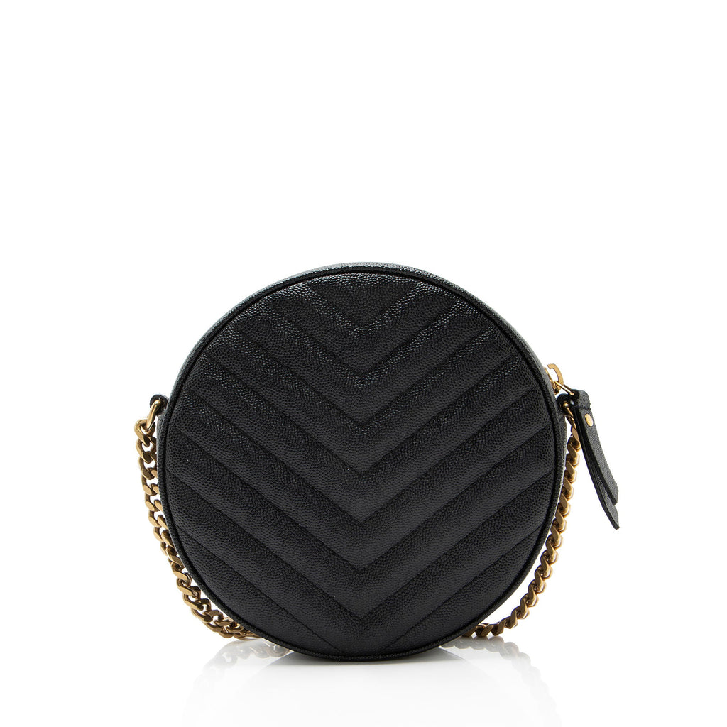 Saint Laurent Matelasse Grain de Poudre Monogram Vinyle Round Camera Bag
