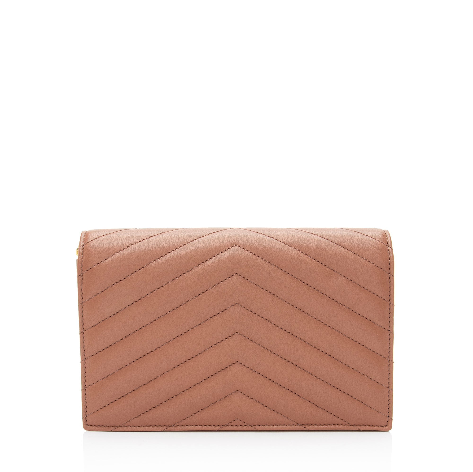 Saint Laurent Matelasse Lambskin Monogram Envelope Chain Wallet
