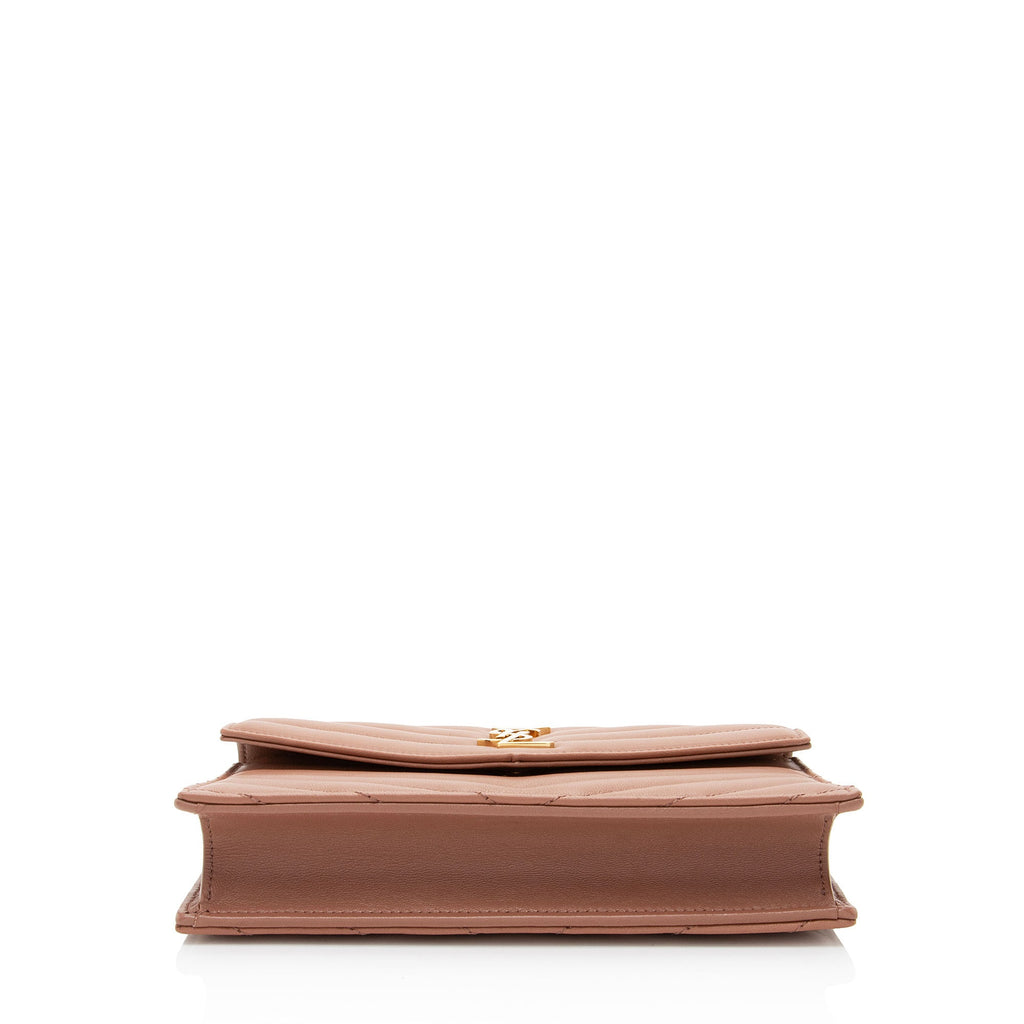 Saint Laurent Matelasse Lambskin Monogram Envelope Chain Wallet