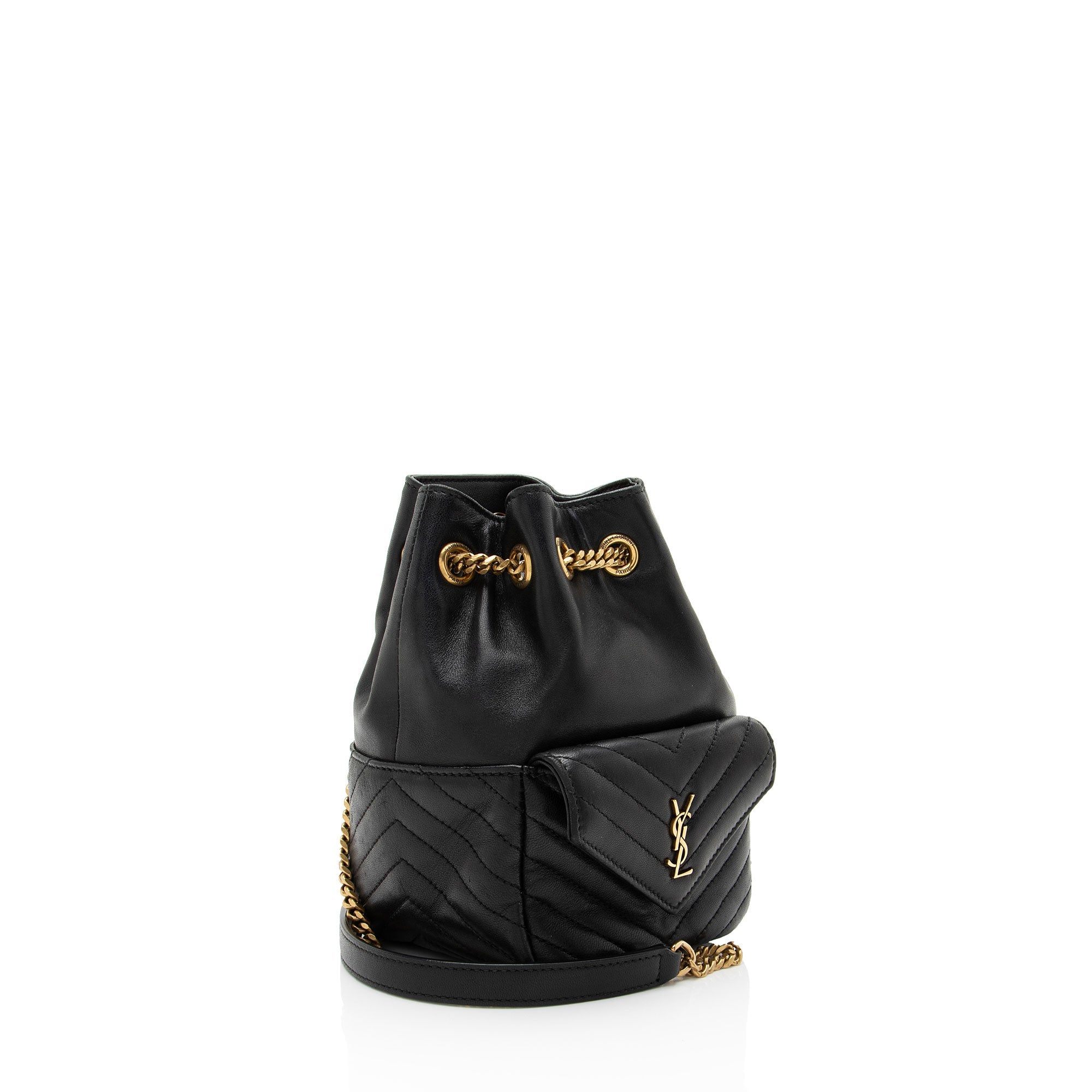 Saint Laurent Matelasse Lambskin Monogram Joe Nano Bucket Bag