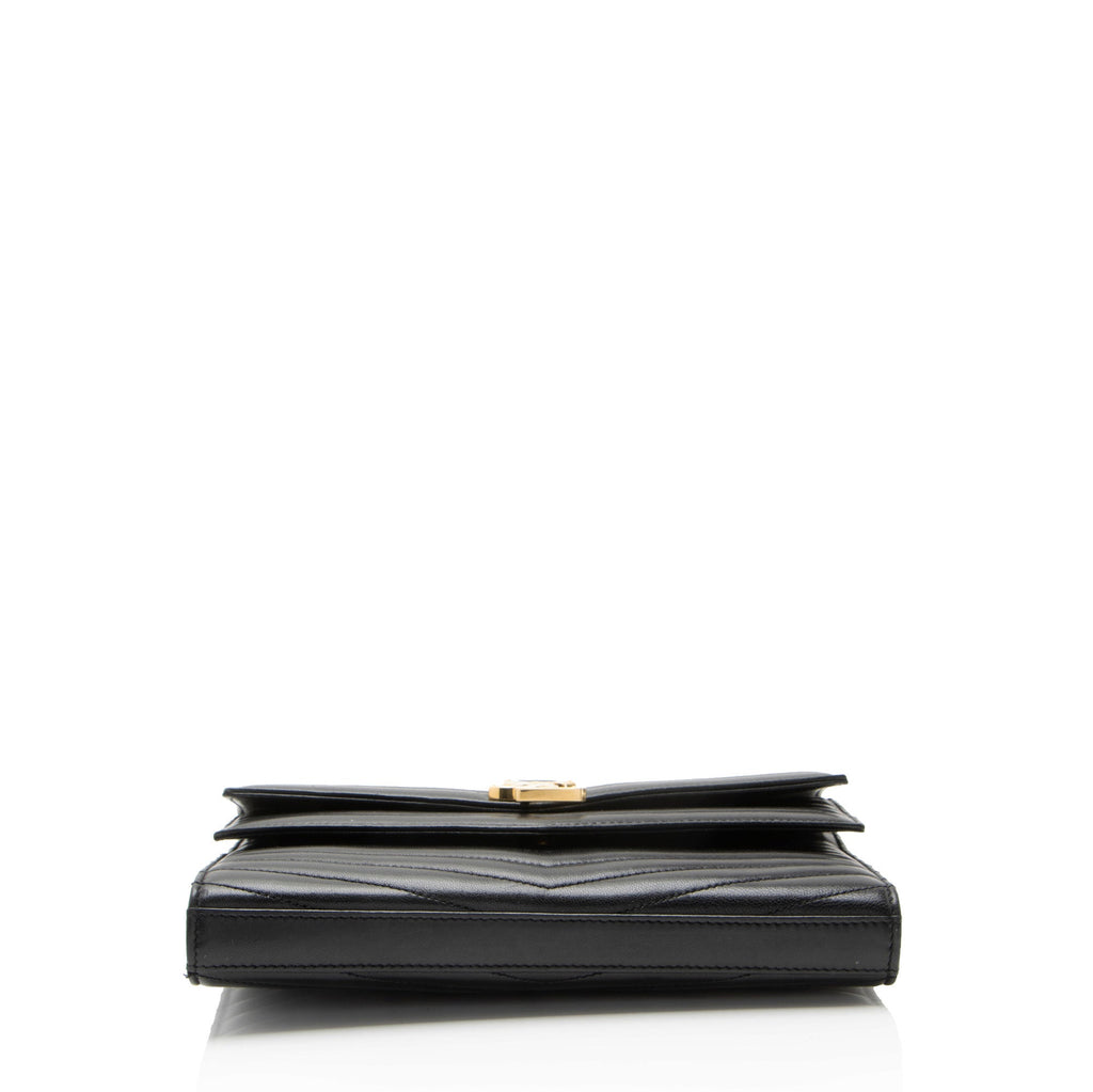 Saint Laurent Matelasse Lambskin Monogram Sulpice Chain Wallet
