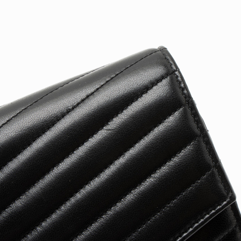 Saint Laurent Matelasse Lambskin Monogram Sulpice Chain Wallet
