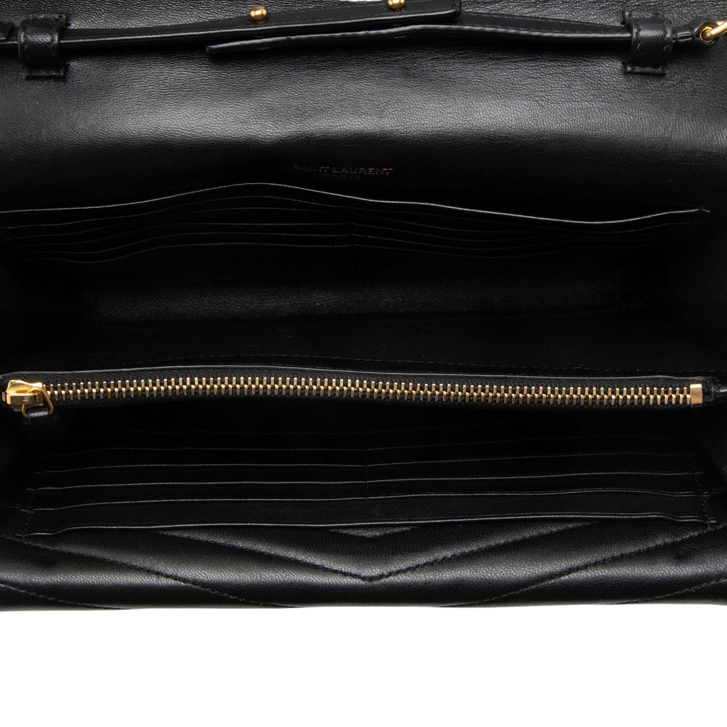 Saint Laurent Matelasse Lambskin Monogram Sulpice Chain Wallet
