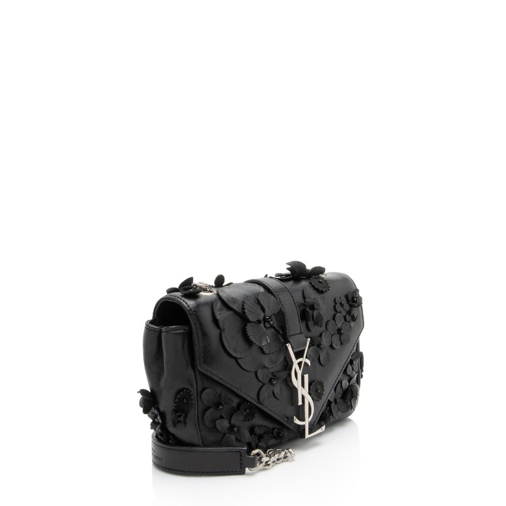 Saint Laurent Matelasse Leather Floral Applique Monogram Classic Baby Chain Bag