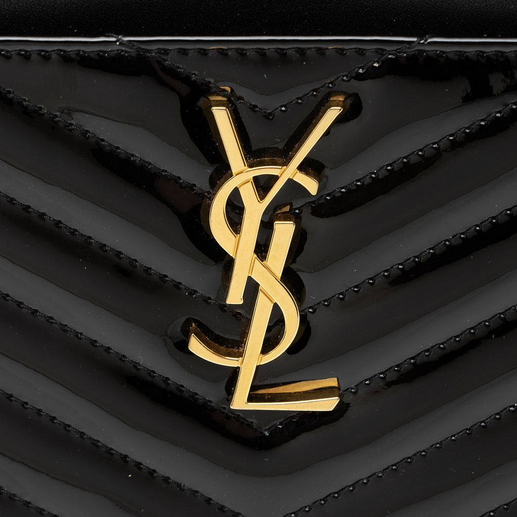 Saint Laurent Matelasse Patent Leather Monogram Bill Pouch