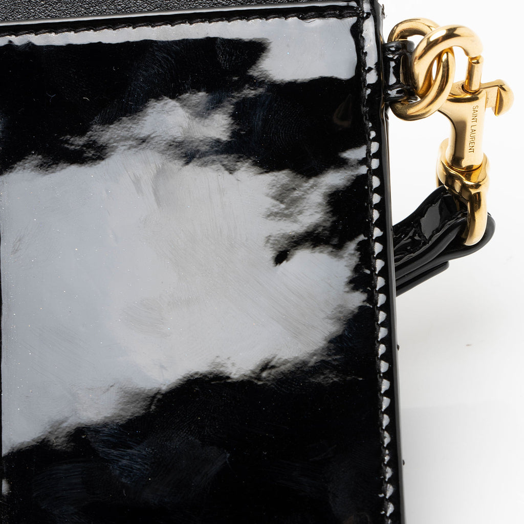 Saint Laurent Matelasse Patent Leather Monogram Bill Pouch