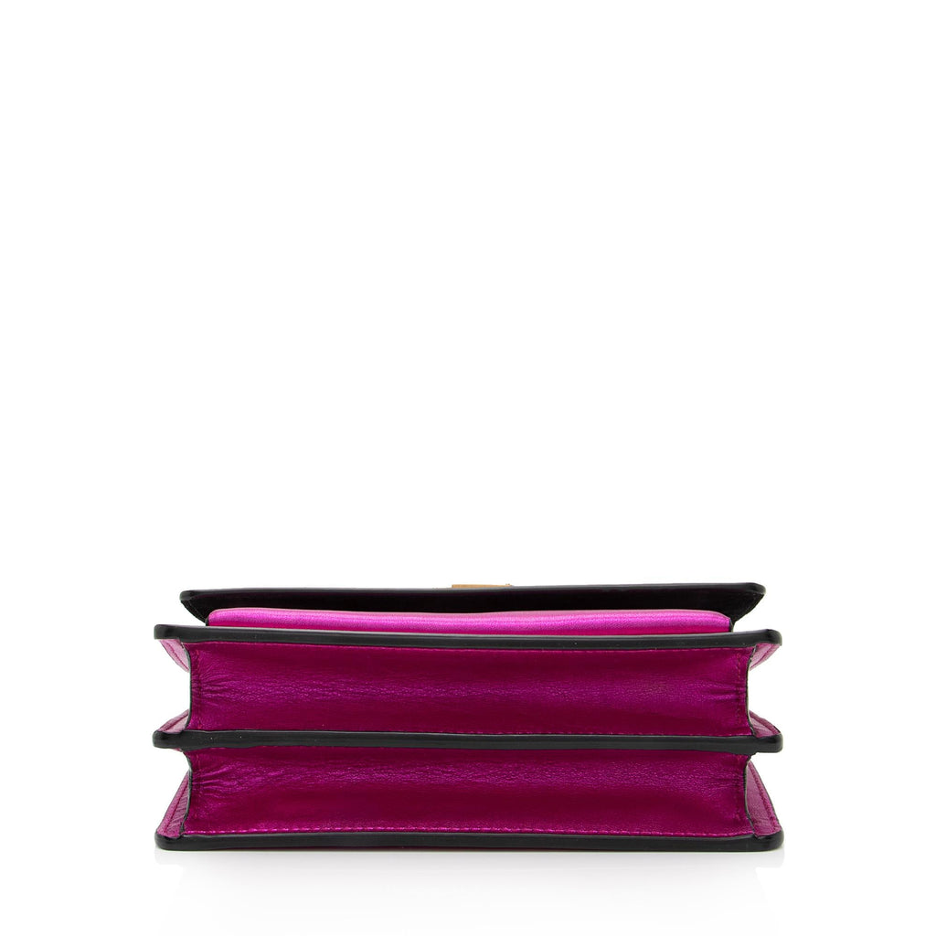 Saint Laurent Metallic Calfskin Monogram Sunset Small Shoulder Bag (SHF-UXPbK2)
