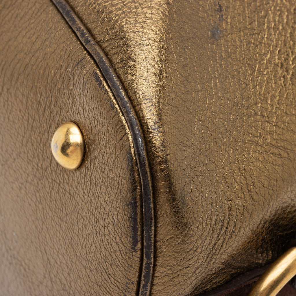Saint Laurent Metallic Calfskin Muse Large Satchel (SHF-hk5NIK)