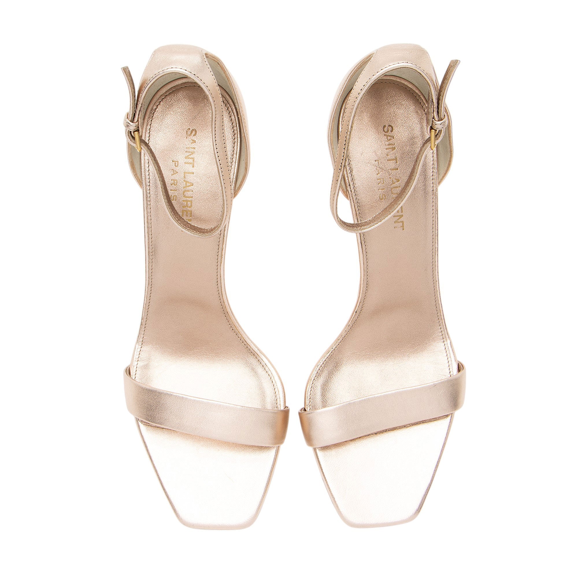 Saint Laurent Metallic Lambskin Amber Sandals - Size 8 / 38