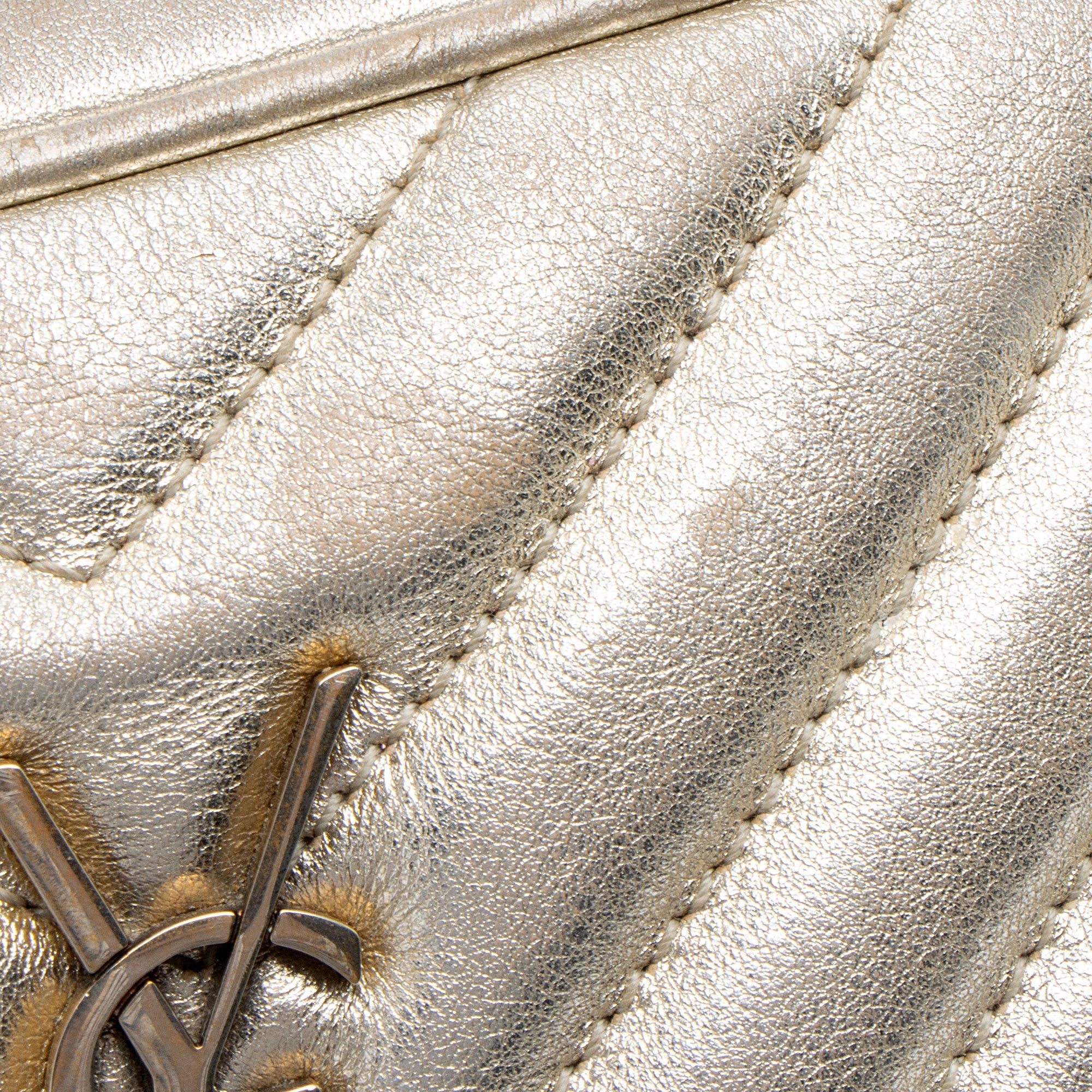 Saint Laurent Metallic Matelasse Calfskin Monogram Small Belt Bag