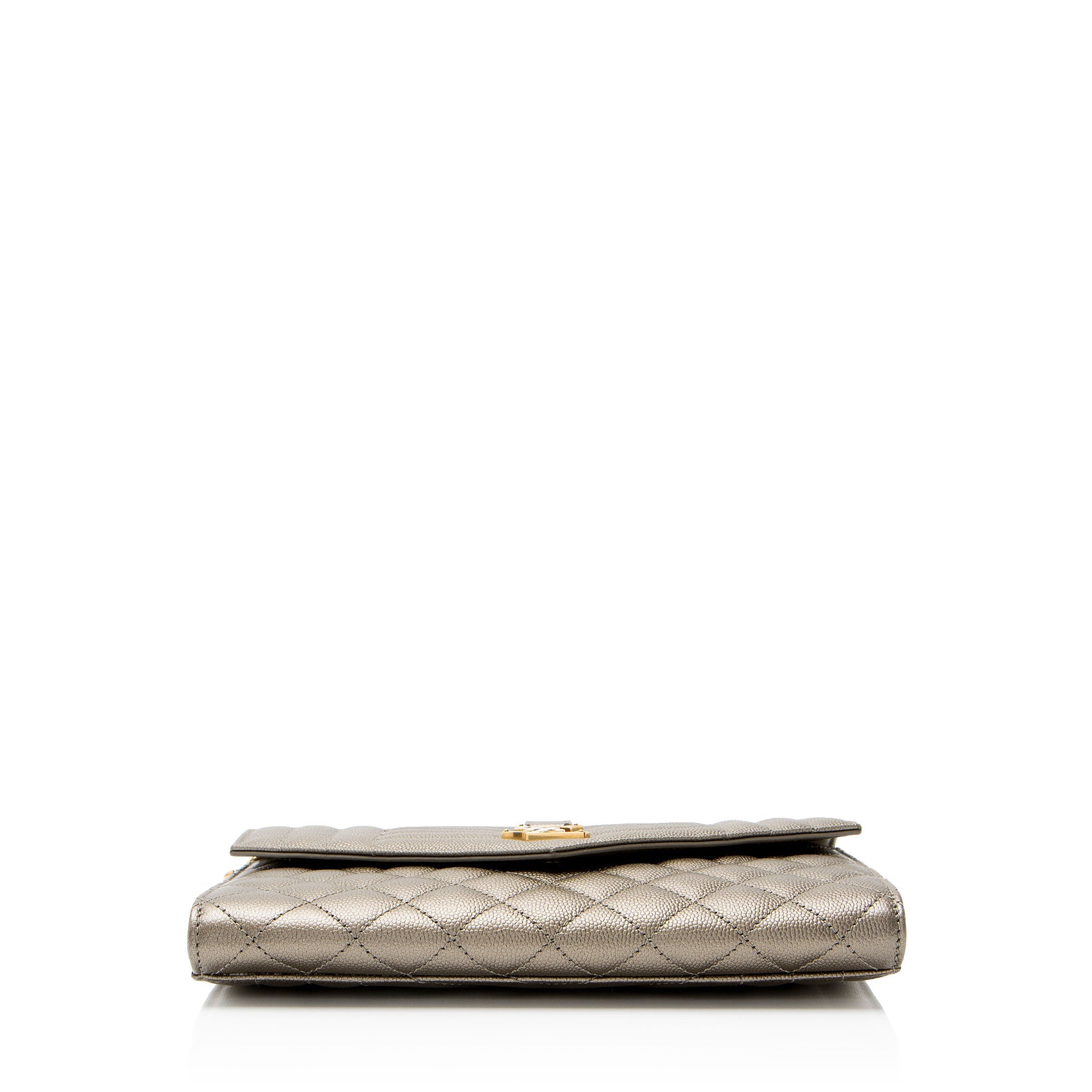 Saint Laurent Metallic Mixed Matelasse Grain de Poudre Monogram Envelope Pouch
