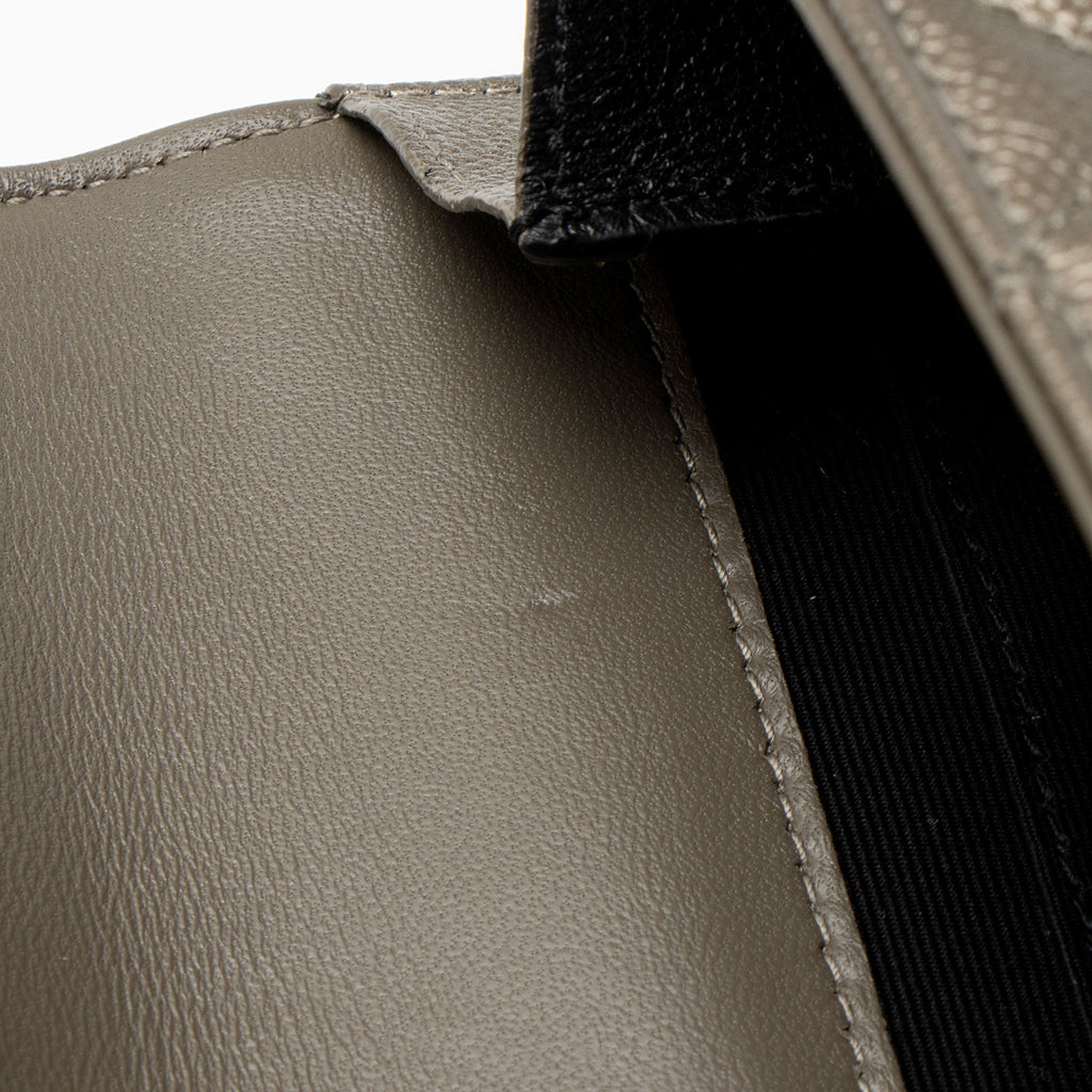 Saint Laurent Metallic Mixed Matelasse Grain de Poudre Monogram Envelope Pouch