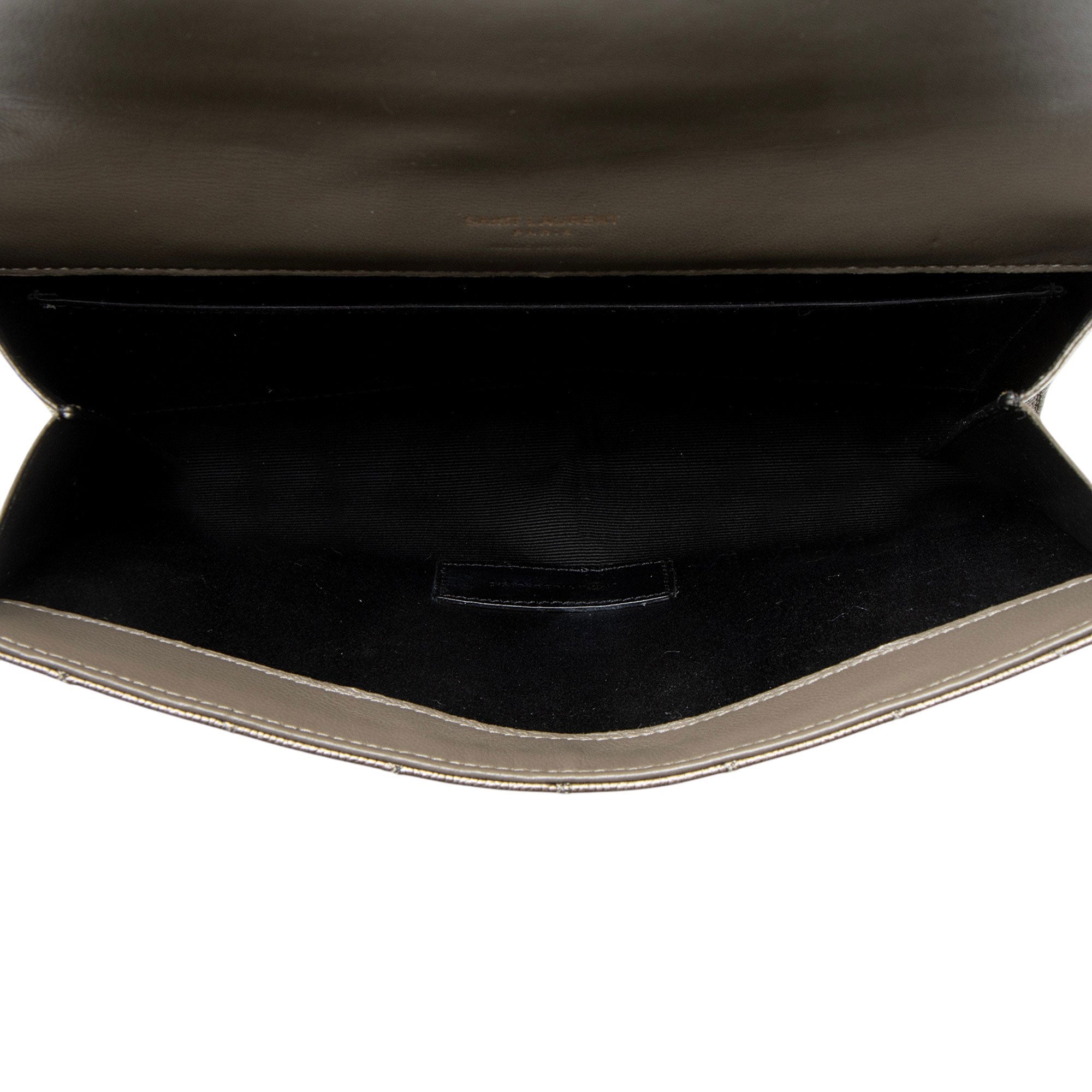 Saint Laurent Metallic Mixed Matelasse Grain de Poudre Monogram Envelope Pouch