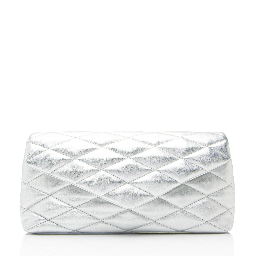 Saint Laurent Metallic Quilted Lambskin Puffer Sade Clutch