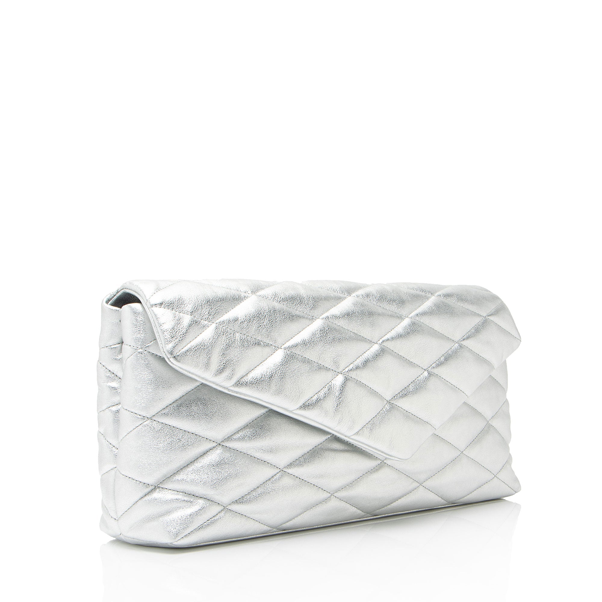 Saint Laurent Metallic Quilted Lambskin Puffer Sade Clutch